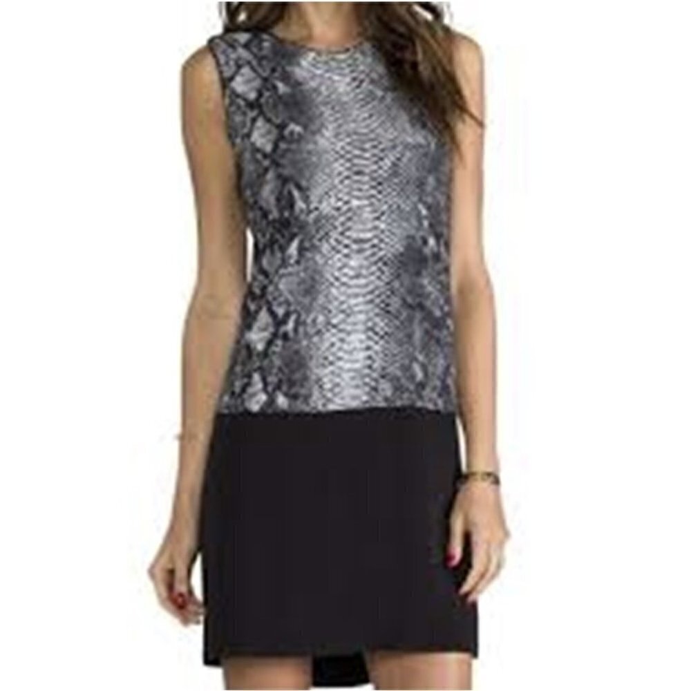 Rebecca Taylor Animal Snakeskin Black And White Mini Dress